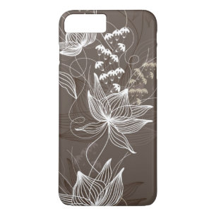 焦茶の花柄パターン iPhone 8 PLUS/7 PLUSケース