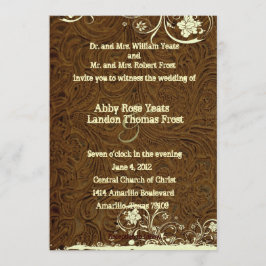 焦茶の革レースの結婚式招待状 招待状