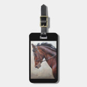 焦茶の馬の荷物または財布のラベル ラゲッジタグ (正面縦)