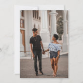 焦茶色のライン描き花写真 結婚式 セーブザデート (裏面)