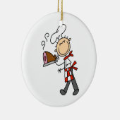 焼いたなハムを持つシェフ セラミックオーナメント (右)