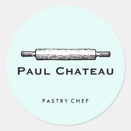 焼いたグッズ転がのピンベーカリー淡い色の青 ラウンドシール (正面)