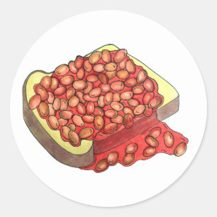 焼いたBeans on Toast UK British Cuisine Food ラウンドシール