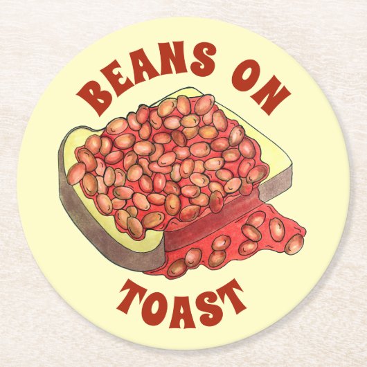焼いたBeans on Toast UK British Cuisine Food ラウンドペーパーコースター (正面)