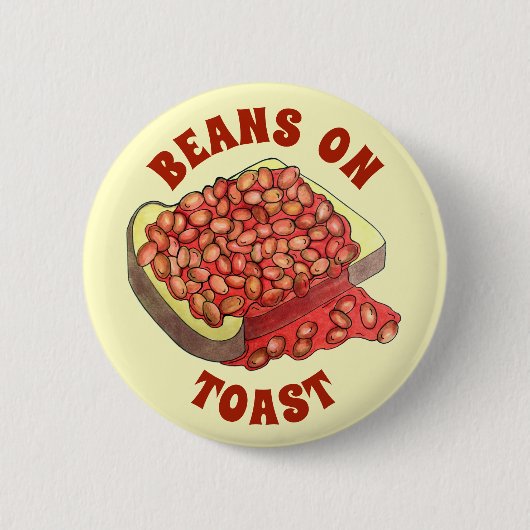 焼いたBeans on Toast UK British Cuisine Food 缶バッジ (正面)