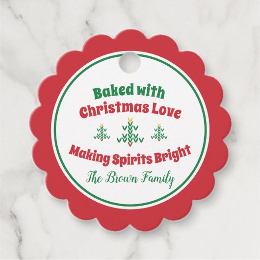 焼いたChrimas Love付き – クリスマスツリー フェイバータグ (正面)