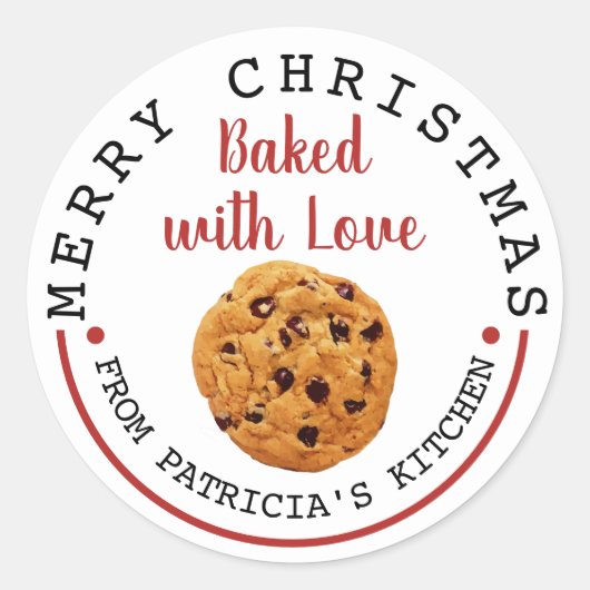 焼いたLove Christmas Chocolate Chip Cookie ラウンドシール (正面)