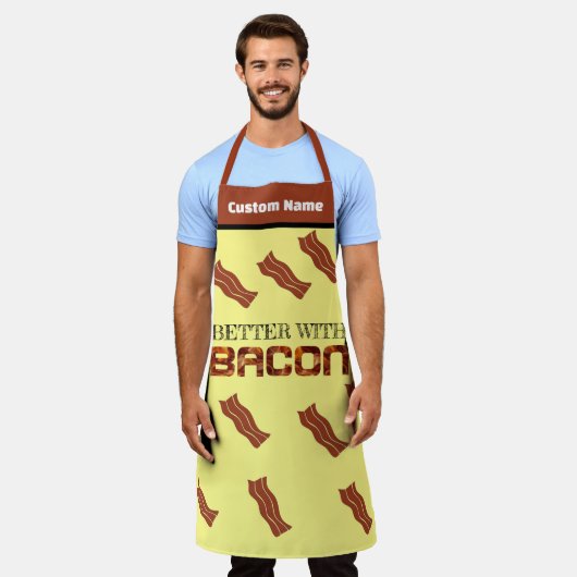 焼きおもしろいエプロンと豚肉BBQベーコンとの相性 エプロン (着用した状態)