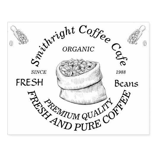 焼きたてのコーヒーサック ラバースタンプ (インプリント)