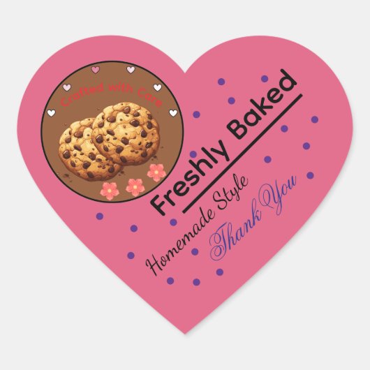 焼きたてのステッカー お菓子屋さん用 ハートシール (正面)