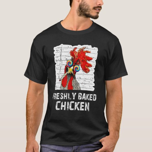 焼きたての鶏 ブラック＆ホワイト 1 Tシャツ (正面)