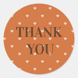 焼きオレンジのミニハート背景ありがとう ラウンドシール