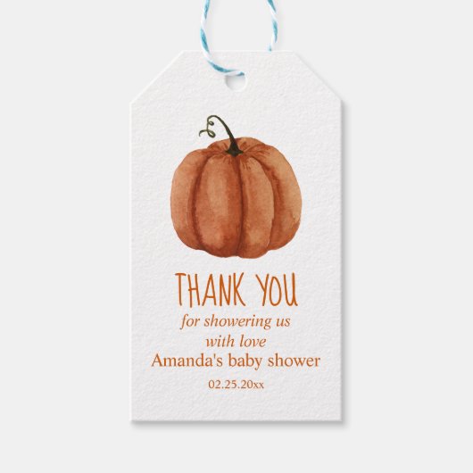 焼きオレンジカボチャ赤ちゃんシャワーありがとう ギフトタグ (正面)