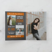 焼きオレンジモダンブロック5写真卒業 招待状 (内部)