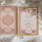 焼きオレンジレース伝統的ムスリム結婚ズ 箔招待状