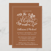 焼きオレンジ結婚の書道 招待状 (正面/裏面)