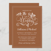 焼きオレンジ結婚の書道 招待状 (正面/裏面)