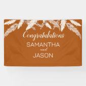 焼きオレンジ結婚色の祝福旗 横断幕 (横)