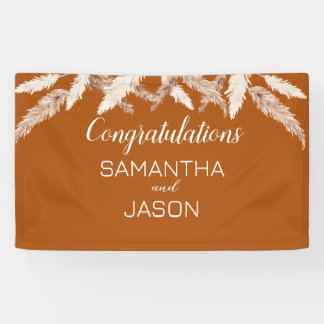 焼きオレンジ結婚色の祝福旗 横断幕