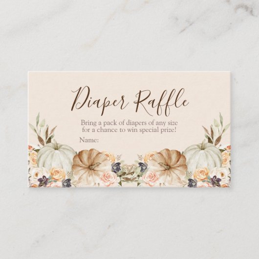 焼きオレンジ色のカボチャ赤ちゃんシャワー – おむつラッフル エンクロージャーカード (正面)