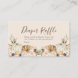 焼きオレンジ色のカボチャ赤ちゃんシャワー – おむつラッフル エンクロージャーカード