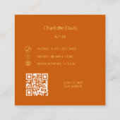 焼きオレンジ色の写真QRコード スクエア名刺 (裏面)