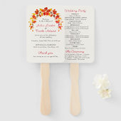 焼きオレンジ色の熱帯ハイビスカス花模様結婚ズ ハンドファン (正面&裏面)