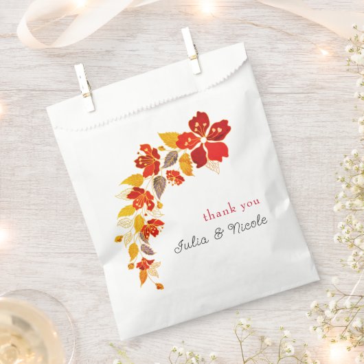 焼きオレンジ色の熱帯ハイビスカス花模様結婚ズ フェイバーバッグ (クリップ留めされた状態)