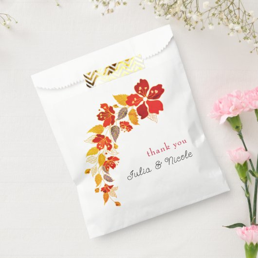 焼きオレンジ色の熱帯ハイビスカス花模様結婚ズ フェイバーバッグ (封をした状態)