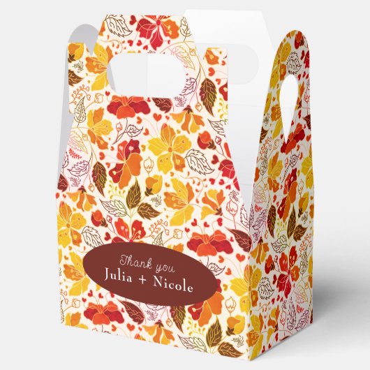 焼きオレンジ色の熱帯ハイビスカス花模様結婚ズ フェイバーボックス (オープン)