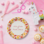 焼きオレンジ色の熱帯ハイビスカス花模様結婚ズ ペーパープレート (パーティー)