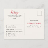 焼きオレンジ色の熱帯ハイビスカス花模様結婚ズ ポストカード (裏面)