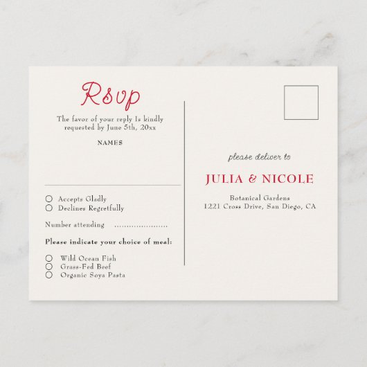 焼きオレンジ色の熱帯ハイビスカス花模様結婚ズ ポストカード (裏面)