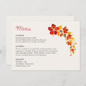 焼きオレンジ色の熱帯ハイビスカス花模様結婚ズ メニュー (正面/裏面)