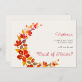 焼きオレンジ色の熱帯ハイビスカス花模様結婚ズ メニュー (正面/裏面)