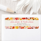 焼きオレンジ色の熱帯ハイビスカス花模様結婚ズ ラベル (インサイチュ)