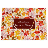 焼きオレンジ色の熱帯ハイビスカス花模様結婚ズ ラージペーパーバッグ (正面)