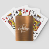 焼きオレンジ色ブラシ仕上げメタルスクリプトモノグラム トランプ (裏面)