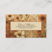 焼きシエナボホシックな水カラーフローラ かわいらし 名刺 (正面)