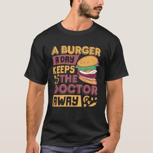 焼きチーズバーガー日ファストフードバーガー Tシャツ (正面)