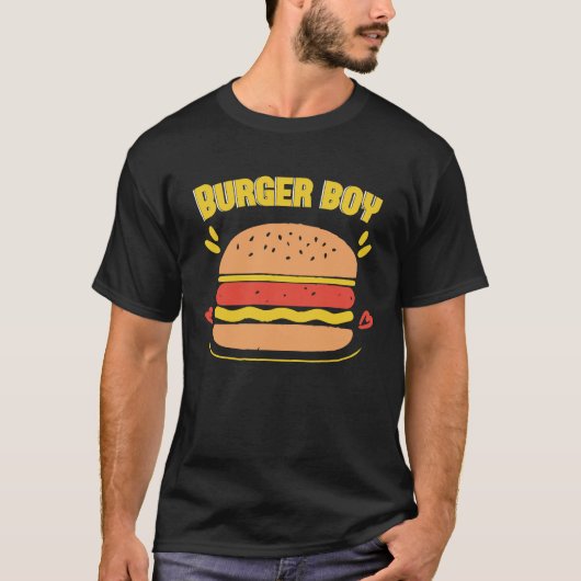 焼きチーズバーガー男の子ファストフードバーゲ Tシャツ (正面)