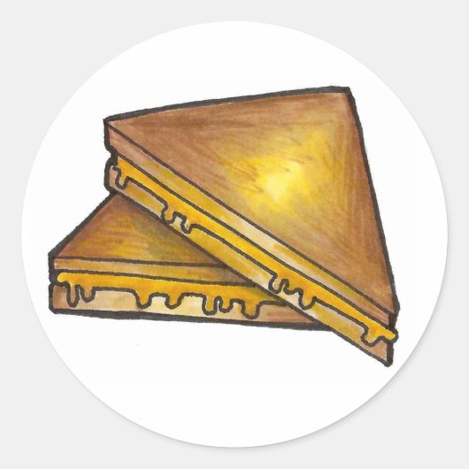 焼きトーストのチェダーチーズサンドイッチランチタイム ラウンドシール (正面)