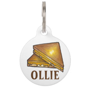 焼きトーストチーズサンドイッチグルメペットドッグラベル ペット　ネームタグ