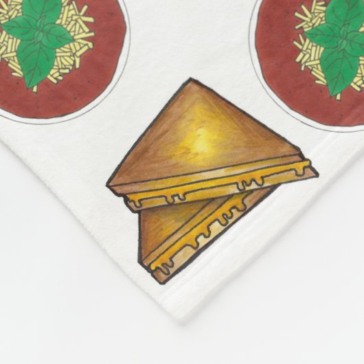 焼きトーストチーズサンドイッチトマトスープグルメ フリースブランケット (角)