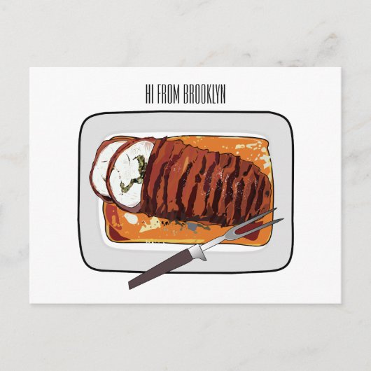 焼きハムのイラスト ポストカード (正面)