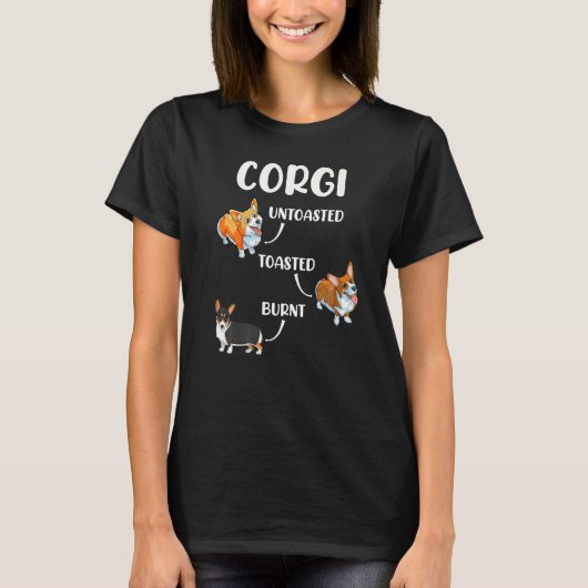 焼き焦げたコーギ犬 Tシャツ (正面)