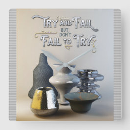 焼き物を試してみて失敗しないスタイリッシュ スクエア壁時計