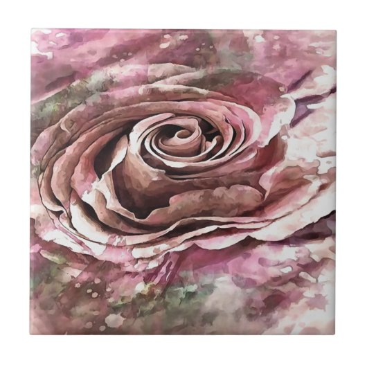 焼き珊瑚砂漠の霧芸術的バラ タイル (正面)