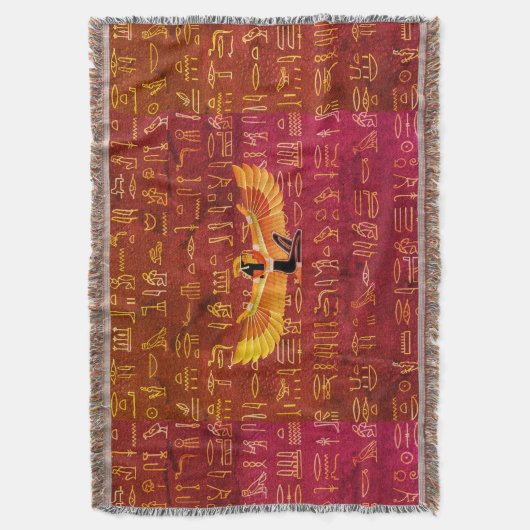 焼き琥珀エジプトプリンセス絵文字 スローブランケット (正面縦)
