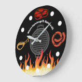 焼き肉ビーフポークチキンフレイムスBBQ ラージ壁時計 (傾斜)